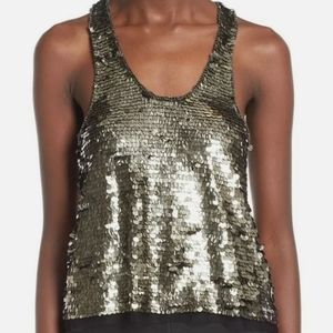 RAGA "Gold Rush" Sequined Tank Top Size Small